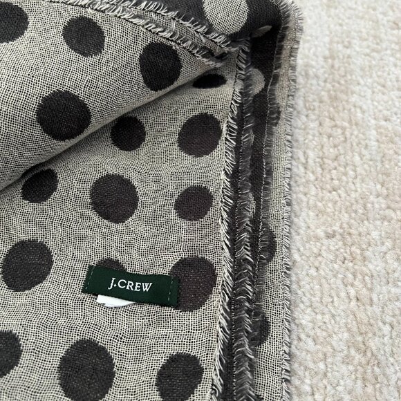 J. Crew Polka Dot Fringe Rectangle Scarf - Picture 2 of 7